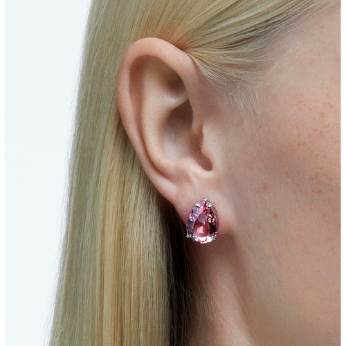 스와로브스키 Swarovski Gema stud earrings, Drop cut, Pink, Rhodium plated