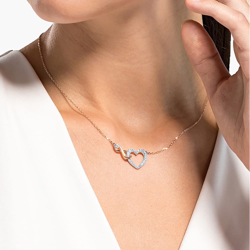 스와로브스키 Swarovski Infinity necklace, Infinity and heart, White, Mixed metal finish