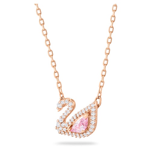 스와로브스키 Swarovski Dazzling Swan necklace, Swan, Pink, Rose gold-tone plated