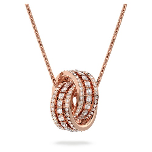 스와로브스키 Swarovski Further pendant, Intertwined circles, White, Rose gold-tone plated