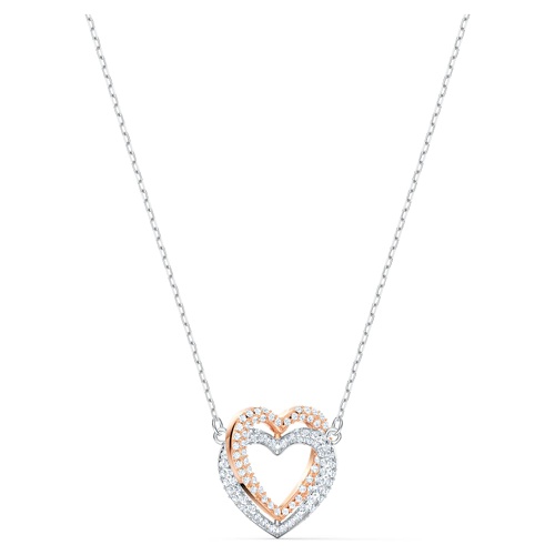 스와로브스키 Swarovski Infinity necklace, Heart, White, Mixed metal finish