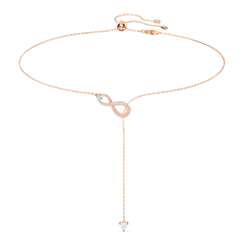 스와로브스키 Swarovski Infinity Y necklace, Infinity, White, Rose gold-tone plated
