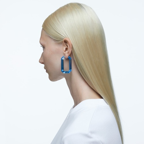 스와로브스키 Swarovski Lucent hoop earrings, Statement, Octagon shape, Blue