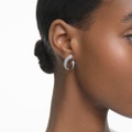 Swarovski Exist hoop earrings, Small, White, Rhodium plated