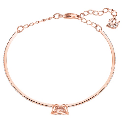 스와로브스키 Swarovski Sparkling Dance bangle, Round cut, White, Rose gold-tone plated