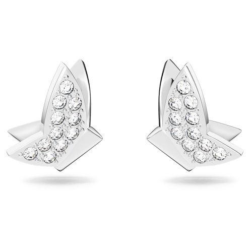 스와로브스키 Swarovski Lilia stud earrings, Butterfly, White, Rhodium plated