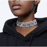 Swarovski Hyperbola choker, Mixed cuts, Wave, White, Rhodium plated