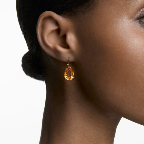 스와로브스키 Swarovski Millenia drop earrings, Pear cut, Yellow, Gold-tone plated