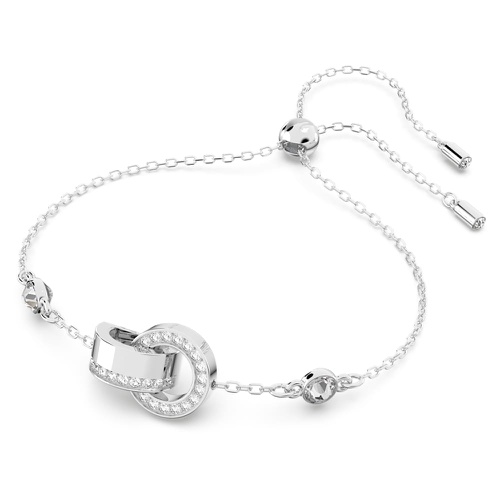 스와로브스키 Swarovski Hollow bracelet, Interlocking loop, White, Rhodium plated