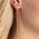 Swarovski Dazzling Swan drop earrings, Swan, Pink, Rose gold-tone plated