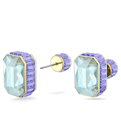 스와로브스키 Swarovski Orbita stud earrings, Octagon cut, Multicolored, Gold-tone plated