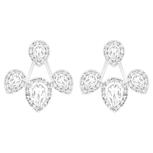 스와로브스키 Swarovski Latisha earring jackets, Pear cut, White, Rhodium plated