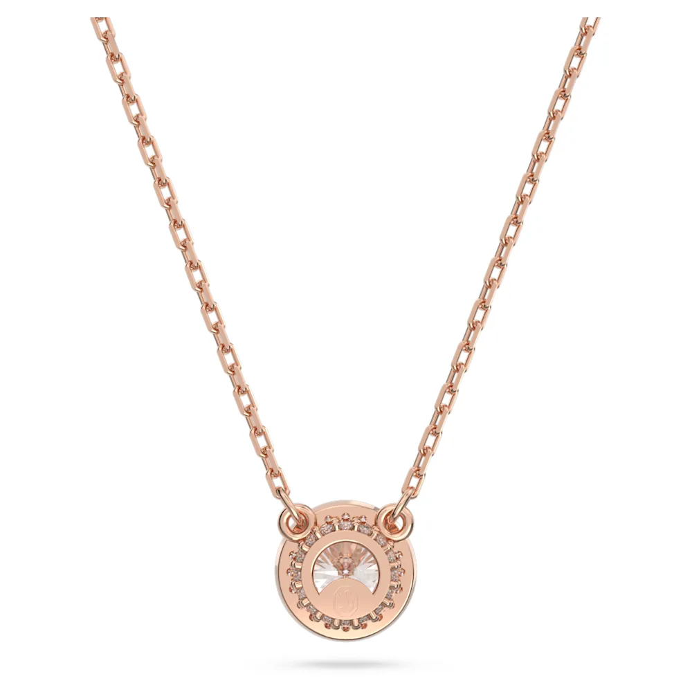스와로브스키 Swarovski Constella pendant, Round cut, Pave, White, Rose gold-tone plated