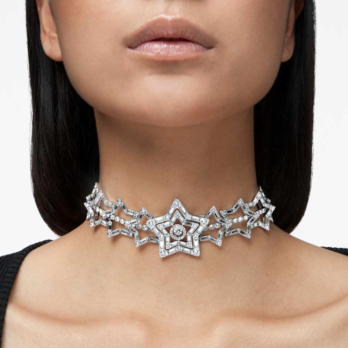 스와로브스키 Swarovski Stella choker, Star, White, Rhodium plated