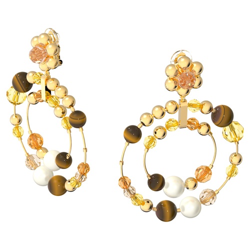 스와로브스키 Swarovski Somnia hoop earrings, Multicolored, Gold-tone plated