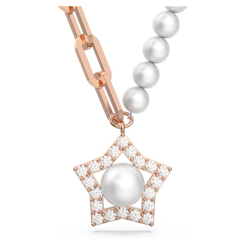 스와로브스키 Swarovski Stella necklace, Star, White, Rose gold-tone plated