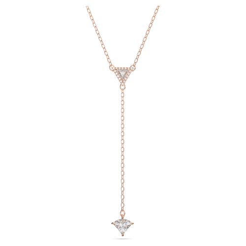 스와로브스키 Swarovski Ortyx Y necklace, Triangle cut, White, Rose gold-tone plated