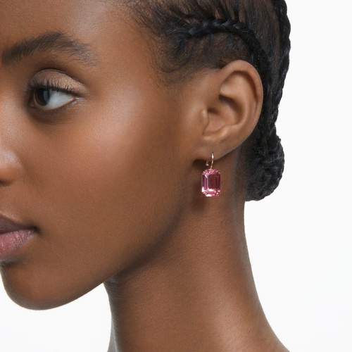 스와로브스키 Swarovski Millenia drop earrings, Octagon cut, Pink, Rose gold-tone plated