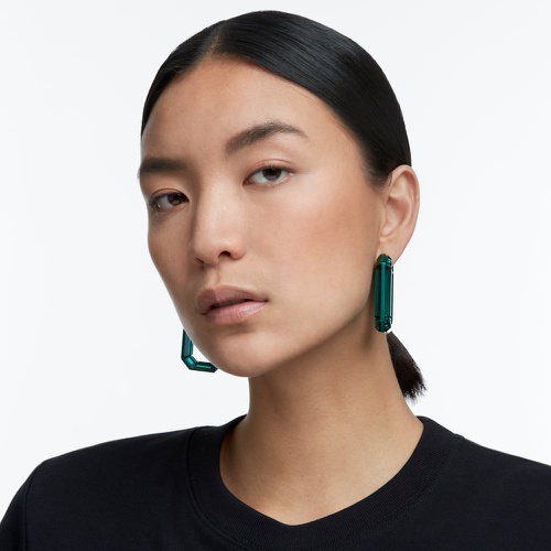 스와로브스키 Swarovski Lucent hoop earrings, Statement, Octagon shape, Green