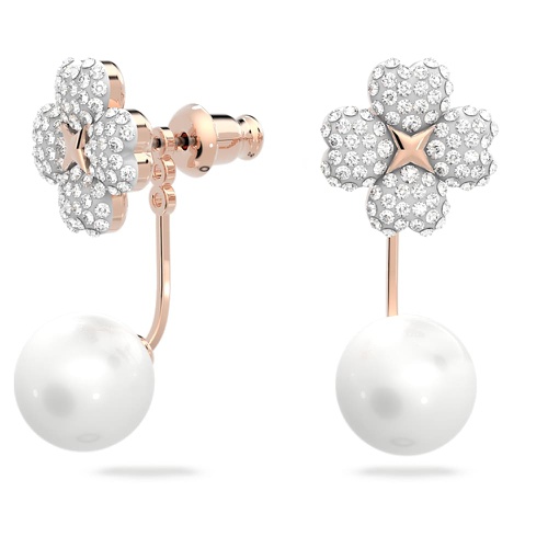 스와로브스키 Swarovski Latisha earring jackets, Flower, White, Rose gold-tone plated