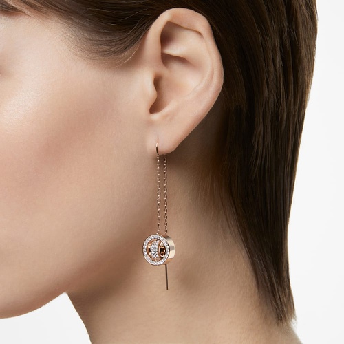 스와로브스키 Swarovski Hollow drop earrings, Long, White, Rose gold-tone plated