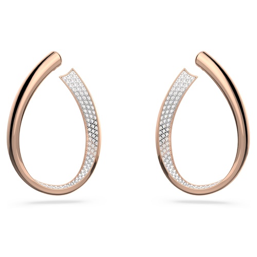 스와로브스키 Swarovski Exist hoop earrings, Medium, White, Rose gold-tone plated