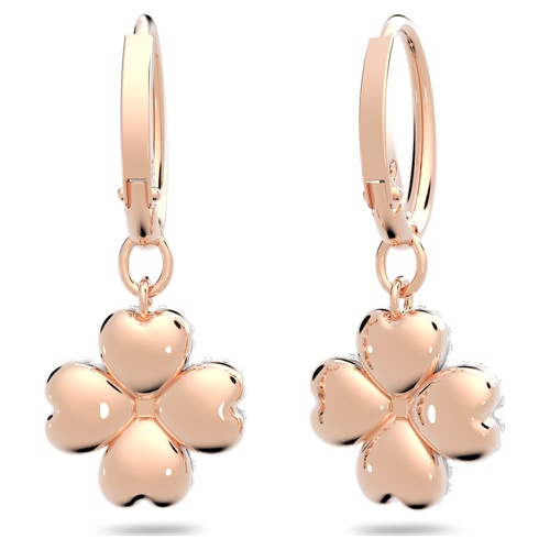 스와로브스키 Swarovski Latisha drop earrings, Flower, White, Rose gold-tone plated