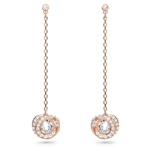 스와로브스키 Swarovski Generation drop earrings, Long, White, Rose gold-tone plated