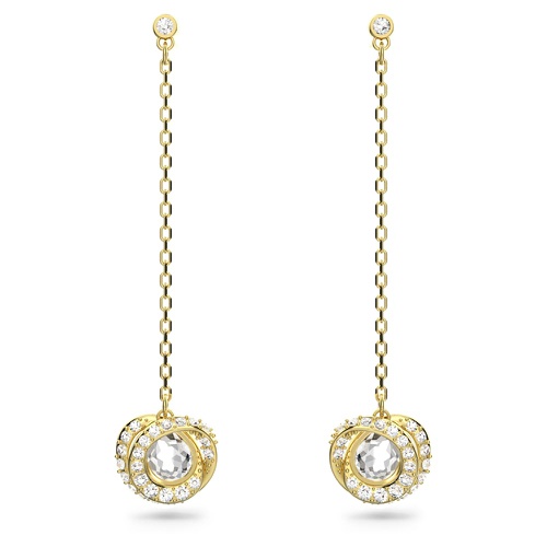 스와로브스키 Swarovski Generation drop earrings, Long, White, Gold-tone plated