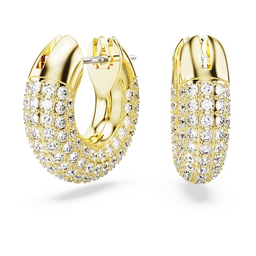 스와로브스키 Swarovski Dextera hoop earrings, Small, White, Gold-tone plated