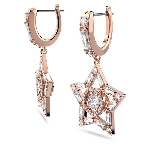 스와로브스키 Swarovski Stella drop earrings, Mixed cuts, Star, White, Rose gold-tone plated