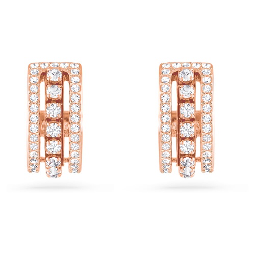 스와로브스키 Swarovski Further hoop earrings, White, Rose gold-tone plated