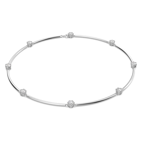 스와로브스키 Swarovski Constella necklace, Round cut, White, Rhodium plated