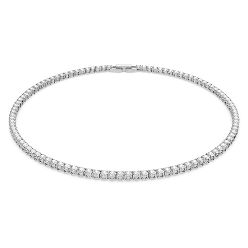 스와로브스키 Swarovski Tennis Deluxe necklace, Round cut, White, Rhodium plated