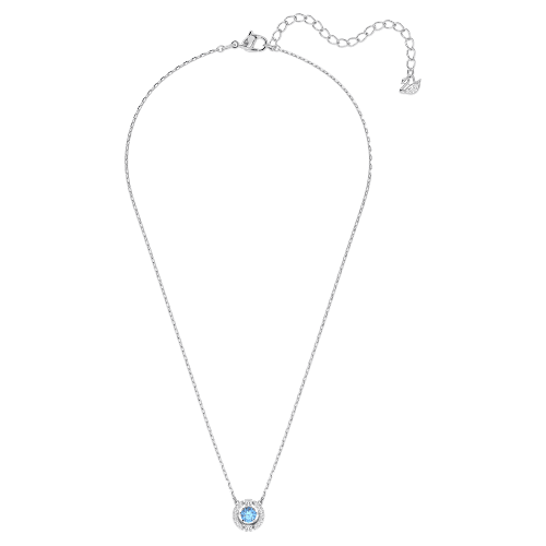 스와로브스키 Swarovski Sparkling Dance necklace, Round cut, Blue, Rhodium plated