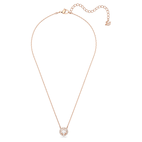 스와로브스키 Swarovski Sparkling Dance necklace, Round cut, White, Rose gold-tone plated