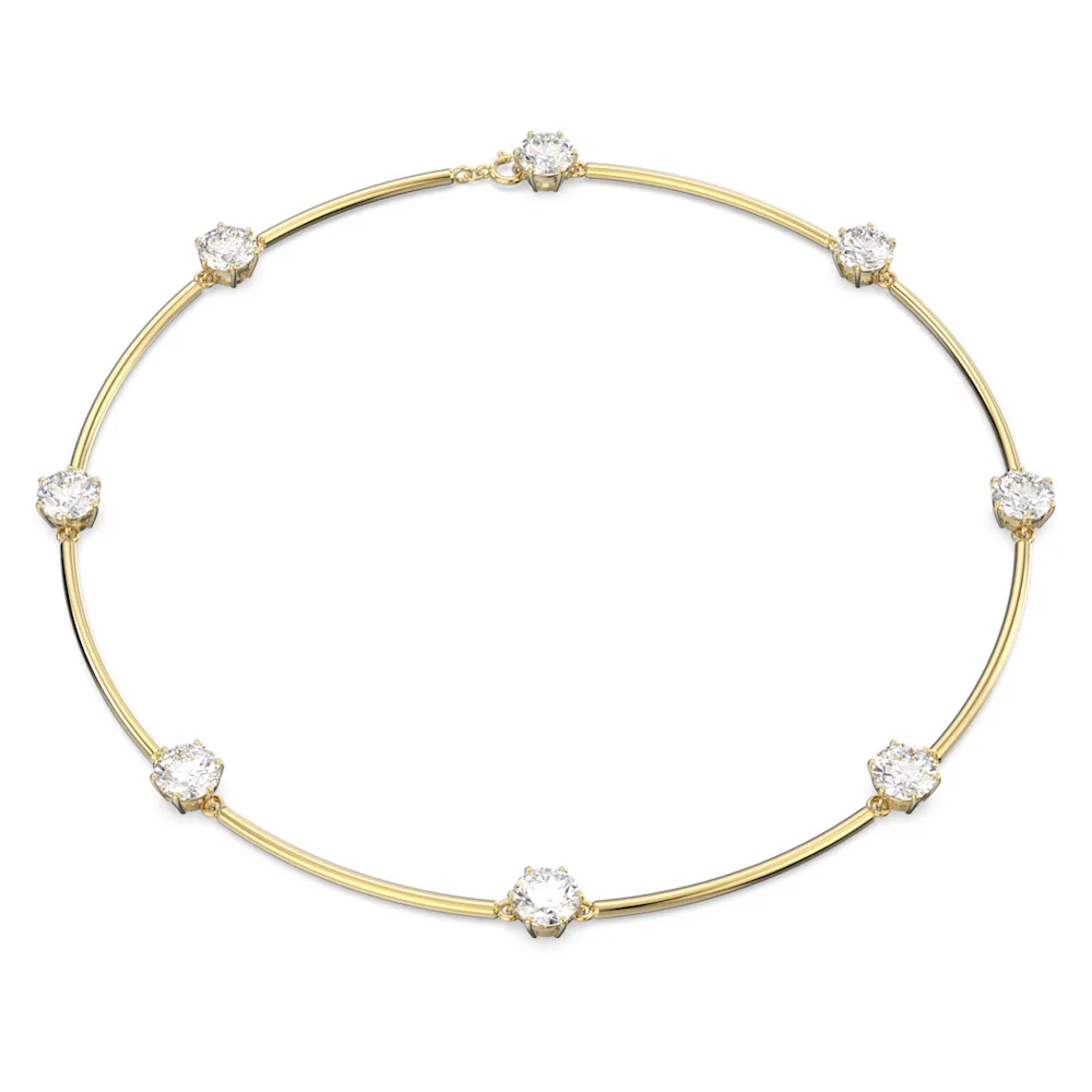 스와로브스키 Swarovski Constella choker, Round cut, White, Shiny?gold-tone plated