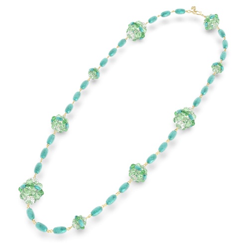 스와로브스키 Swarovski Somnia necklace, Long, Green, Gold-tone plated