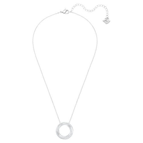 스와로브스키 Swarovski Hilt necklace, Round shape, White, Rhodium plated