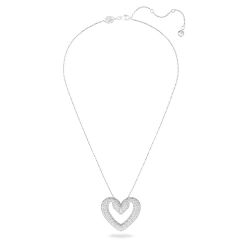 스와로브스키 Swarovski Una pendant, Heart, Large, White, Rhodium plated