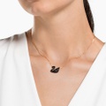 Swarovski Iconic Swan pendant, Swan, Medium, Black, Rose gold-tone plated