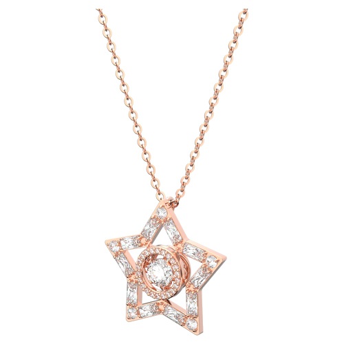 스와로브스키 Swarovski Stella pendant, Mixed cuts, Star, White, Rose gold-tone plated