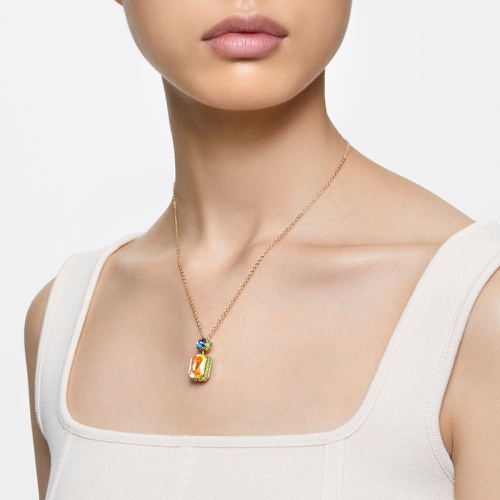 스와로브스키 Swarovski Orbita necklace, Octagon cut, Multicolored, Gold-tone plated