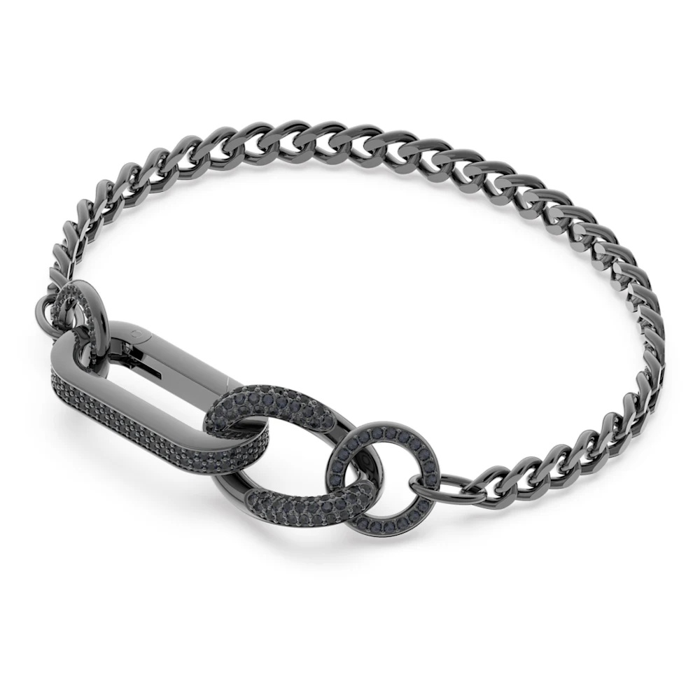 스와로브스키 Swarovski Dextera bracelet, Pave, Mixed links, Black, Ruthenium plated