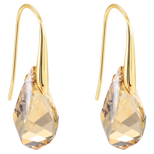 스와로브스키 Swarovski Energic drop earrings, Brown, Gold-tone plated