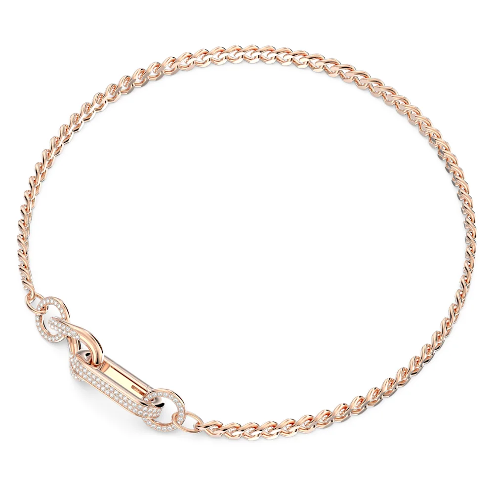 스와로브스키 Swarovski Dextera necklace, Pave, Mixed links, White, Rose gold-tone plated