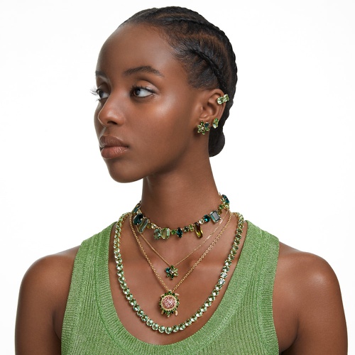 스와로브스키 Swarovski Gema necklace, Mixed cuts, Green, Gold-tone plated