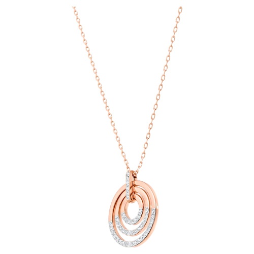 스와로브스키 Swarovski Circle pendant, Round shape, White, Mixed metal finish