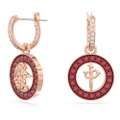 Swarovski Alea drop earrings, Red, Rose gold-tone plated