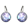 Swarovski Bella drop earrings, Round cut, Purple, Rhodium plated